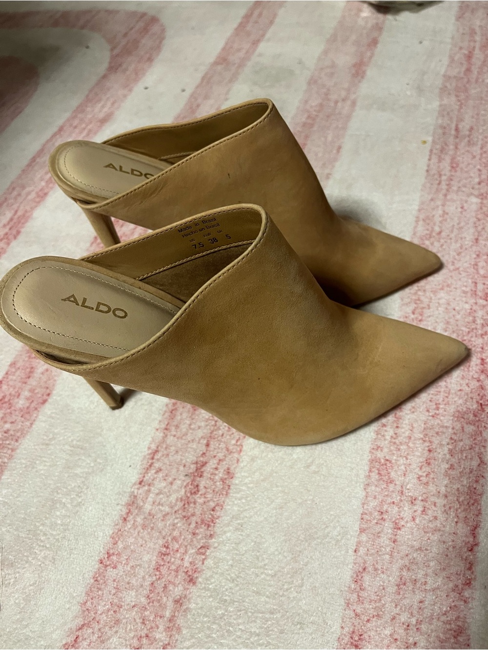 ALDO Camel/Tan Pointed-Toe High Heel Mules
